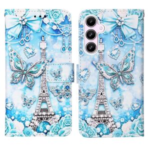 Knižkové puzdro Trendy Cross case Motýľ a Paríž – Samsung Galaxy A35 5G