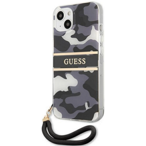 Plastové puzdro Guess na Apple iPhone 13 mini GUHCP13SKCABBK Camo Strap Collection čierne