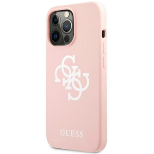 Silikónové puzdro Guess na Apple iPhone 13 Pro GUHCP13LLS4GWPI 4G Logo ružové