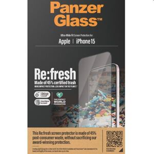 Ochranné sklo PanzerGlass Re:fresh UWF s aplikátorom pre Apple iPhone 15, čierne 2821