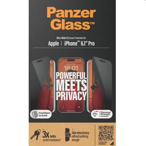 Ochranné sklo PanzerGlass UWF Privacy s aplikátorom pre Apple iPhone 15 Pro, čierne P2810