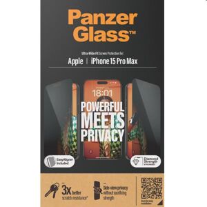 Ochranné sklo PanzerGlass UWF Privacy s aplikátorom pre Apple iPhone 15 Pro Max, čierne P2812