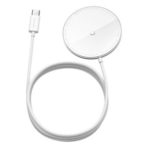 Magnetická bezdrôtová nabíjačka BASEUS Baseus Simple Mini na Apple iPhone 12/12 Pro/12 Pro Max biela