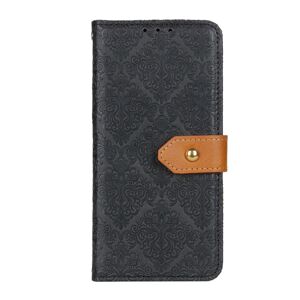 Peňaženkové puzdro Embossing Pattern Kvety čierne – Xiaomi Poco F5 Pro