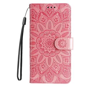 Peňaženkové puzdro Embossing Pattern Slnečnica ružové – Samsung Galaxy A55 5G