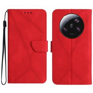 Peňaženkové puzdro Embossing Pattern Stitchy case červené – Xiaomi 14 Ultra