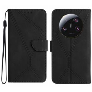 Peňaženkové puzdro Embossing Pattern Stitchy case čierne – Xiaomi 14 Ultra