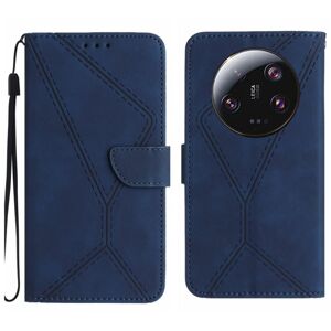 Peňaženkové puzdro Embossing Pattern Stitchy case modré – Xiaomi 14 Ultra