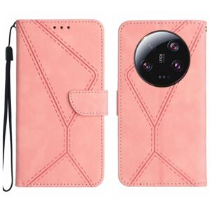 Peňaženkové puzdro Embossing Pattern Stitchy case ružové – Xiaomi 14 Ultra