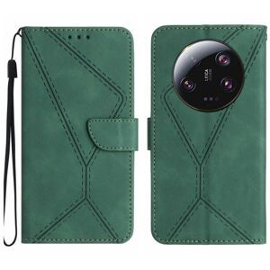 Peňaženkové puzdro Embossing Pattern Stitchy case zelené – Xiaomi 14 Ultra