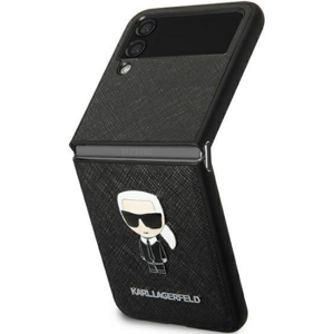 Plastové puzdro Karl Lagerfeld na Samsung Galaxy Z Flip 4 5G F721 KLHCZF4IKMSBK PU Saffiano Ikonik čierne
