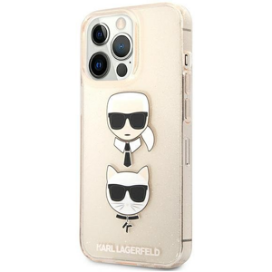 Silikónové puzdro Karl Lagerfeld na Apple iPhone 13 Pro KLHCP13LKCTUGLGO Glitter Karl`s & Choupette zlaté