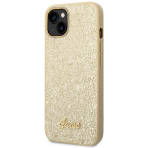 Kryt na Apple iPhone 14 Plus Guess Glitter Flakes Metal Logo GUHCP14MHGGSHD zlaté