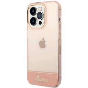 Kryt na Apple iPhone 14 Pro Guess Camera Outline Translucent GUHCP14LHGCOP ružové