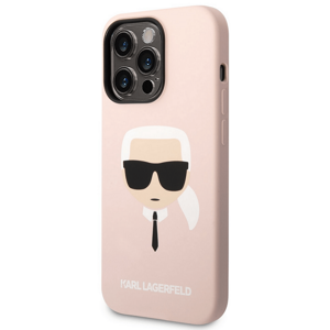 Kryt na Apple iPhone 14 Pro Max Karl Lagerfeld Liquid Silicone Karl Head KLHCP14XSLCTPI ružové