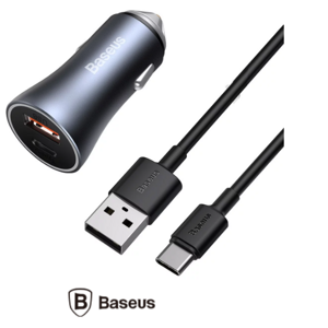 Autonabíjačka BASEUS Contactor Pro Gold 40W + Lightning/USB-C 1.2m sivá