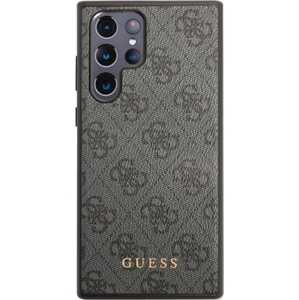 Plastové puzdro Guess na Samsung Galaxy S23 Ultra 5G S918 GUHCS23LG4GFGR 4G Metal Gold Logo sivé