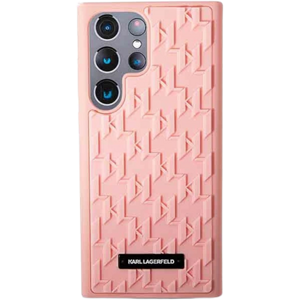 Plastové puzdro Karl Lagerfeld na Samsung Galaxy S23 Ultra 5G S918 KLHCS23LRUPKLPP Rubber Mono Logo Plate ružové