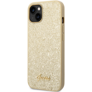 Plastové puzdro Guess na Apple iPhone 14 Pro GUHCP14LHGGSHD Glitter Flakes Metal Logo zlaté