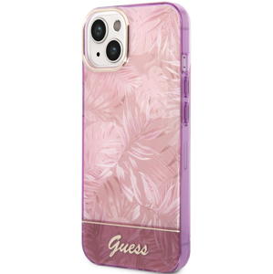 Plastové puzdro Guess na Apple iPhone 14 Plus GUHCP14MHGJGHP Jungle ružové