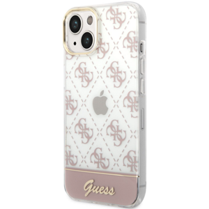 Plastové puzdro Guess na Apple iPhone 14 Plus GUHCP14MHG4MHP Peony Glitter Script Logo ružové