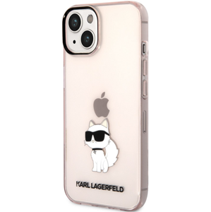 Plastové puzdro Karl Lagerfeld na Apple iPhone 14 Plus KLHCP14MHNCHTCP Translucent Choupette NFT ružové