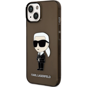 Plastové puzdro Karl Lagerfeld na Apple iPhone 14 KLHCP14SHNIKTCK Translucent Ikonik NFT čierne