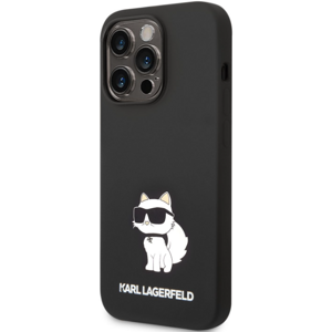 Silikónové puzdro Karl Lagerfeld na Apple iPhone 14 Pro Max KLHCP14XSNCHBCK Liquid Silicone Choupette NFT čierne