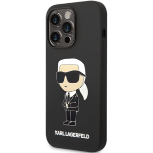 Silikónové puzdro Karl Lagerfeld na Apple iPhone 14 Pro Max KLHCP14XSNIKBCK Liquid Silicone Ikonik NFT čierne