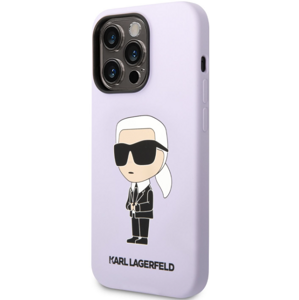 Silikónové puzdro Karl Lagerfeld na Apple iPhone 14 Pro Max KLHCP14XSNIKBCU Liquid Silicone Ikonik NFT fialové