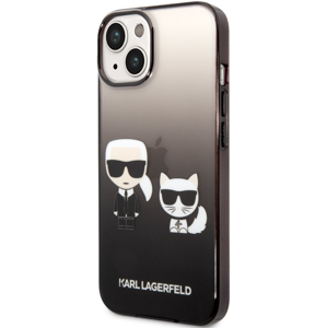 Plastové puzdro Karl Lagerfeld na Apple iPhone 14 KLHCP14STGKCK Gradient Karl and Choupette čierne