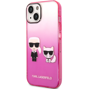 Plastové puzdro Karl Lagerfeld na Apple iPhone 14 Plus KLHCP14MTGKCP Gradient Karl and Choupette ružové