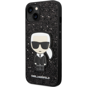 Plastové puzdro Karl Lagerfeld na Apple iPhone 14 Plus KLHCP14MGFKPK Glitter Flakes Ikonik čierne