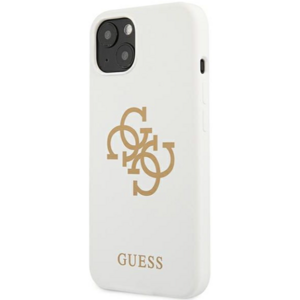 Silikónové puzdro Guess na Apple iPhone 13 Mini GUHCP13SLS4GGWH Silicone 4G Logo biele