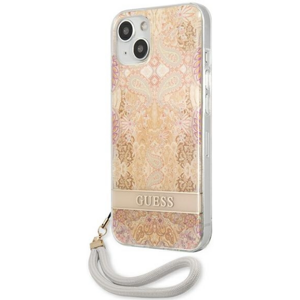 Plastové puzdro Guess na Apple iPhone 13 Mini GUHCP13SHFLSD Flower Cord zlaté
