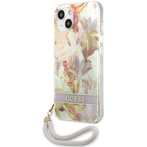 Plastové puzdro Guess na Apple iPhone 13 Mini GUHCP13SHFLSU Flower Cord fialové