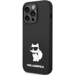 Silikónové puzdro Karl Lagerfeld na Apple iPhone 14 Pro KLHCP14LSNCHBCK Liquid Silicone Choupette NFT čierne