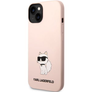 Silikónové puzdro Karl Lagerfeld na Apple iPhone 14 Plus KLHCP14MSNCHBCP Liquid Silicone Choupette NFT ružové