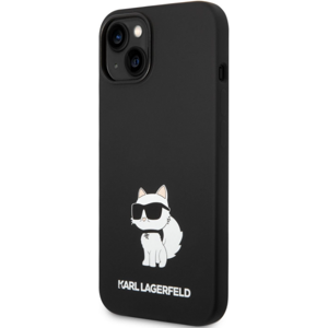 Silikónové puzdro Karl Lagerfeld na Apple iPhone 14 KLHCP14SSNCHBCK Liquid Silicone Choupette NFT čierne