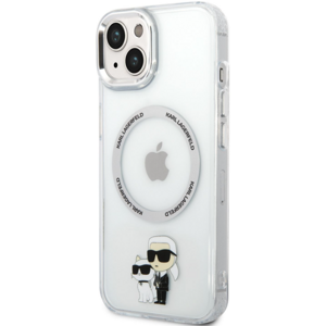 Plastové puzdro Karl Lagerfeld na Apple iPhone 14 Plus KLHMP14MHNKCIT IML Karl and Choupette NFT MagSafe transparentné