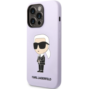 Silikónové puzdro Karl Lagerfeld na Apple iPhone 14 Pro KLHCP14LSNIKBCU Liquid Silicone Ikonik NFT fialové