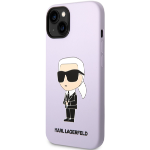 Silikónové puzdro Karl Lagerfeld na Apple iPhone 14 Plus KLHCP14MSNIKBCU Liquid Silicone Ikonik NFT fialové