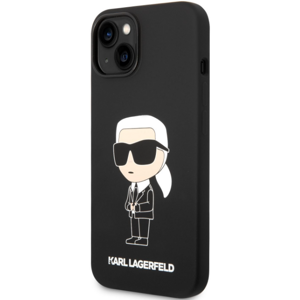 Silikónové puzdro Karl Lagerfeld na Apple iPhone 14 Plus KLHCP14MSNIKBCK Liquid Silicone Ikonik NFT čierne