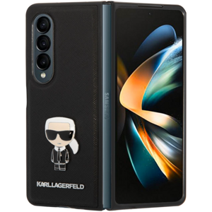 Plastové puzdro Karl Lagerfeld na Samsung Galaxy Z Fold4 5G F936 KLHCZFD4IKMSBK PU Saffiano Ikonik čierny