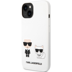 Silikónové puzdro Karl Lagerfeld na Apple iPhone 14 Plus KLHCP14MSSKCW Liquid Silicone Karl and Choupette biele