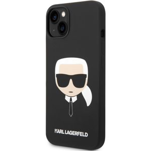 Silikónové puzdro Karl Lagerfeld na Apple iPhone 14 KLHMP14SSLKHBK Liquid Silicone Karl Head MagSafe čierne