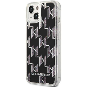Plastové puzdro Karl Lagerfeld na Apple iPhone 14 Pro KLHCP14LLMNMS HC Liquid Glitter Monogram strieborné