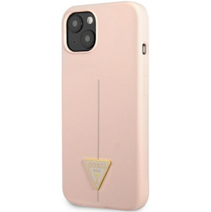 Silikónové puzdro Guess na Apple iPhone 13 GUHCP13MSLTGP Silicone Line Triangle ružové