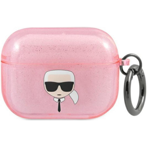 Silikónové puzdro Karl Lagerfeld na Apple AirPods Pro KLAPUKHGP Glitter Karl`s Head ružové