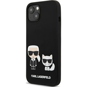 Silikónové puzdro Karl Lagerfeld na Apple iPhone 13 Pro Max KLHCP13XSSKCK Karl and Choupette Liquid Silicone čierne